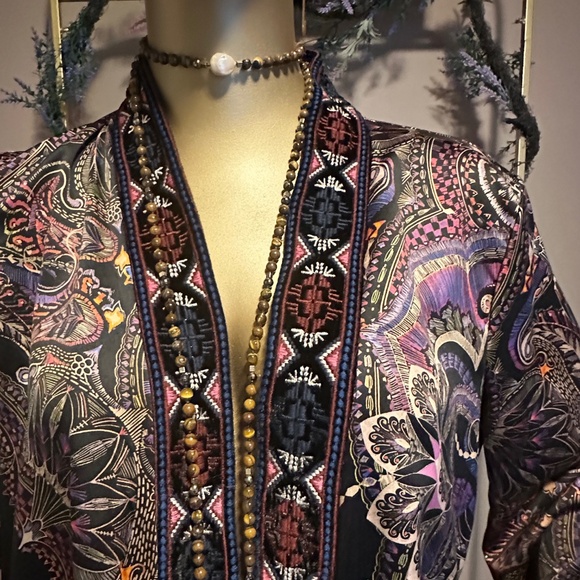 "Bohemian Silk & Velvet: Johnny's Signature Purple & Black Kimono" - Picture 3 of 11